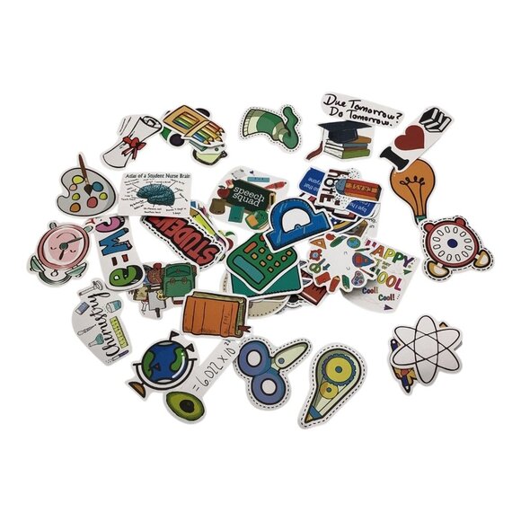 50Pcs Back To School Science Study Stickers Stationery Decals For Water Bottles - Picture 1 of 8
